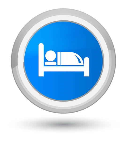 Ícone da cama do hotel ciano principal botão redondo azul — Fotografia de Stock