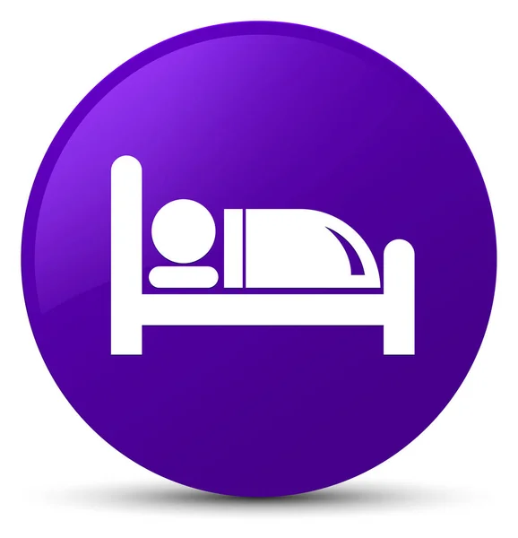 Hotel bed pictogram paarse ronde knop — Stockfoto