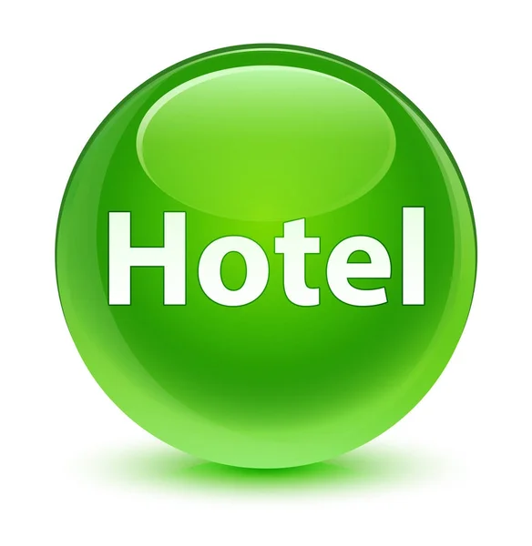 Hotel Glassy green round button — стоковое фото