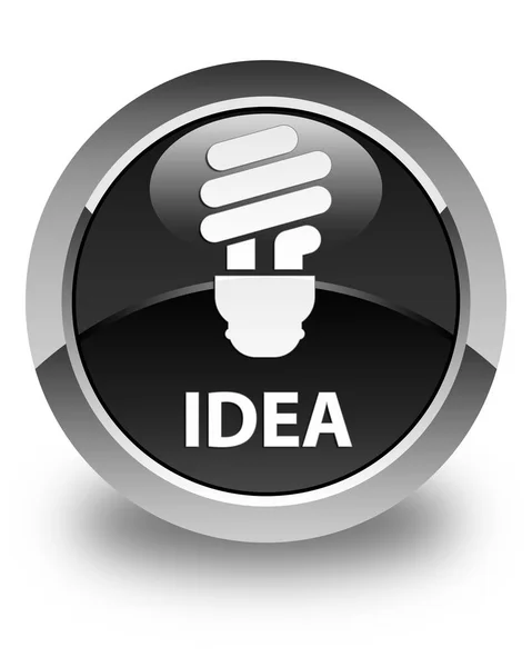 Idea (ikonu žárovky) lesklé černé kulaté tlačítko — Stock fotografie