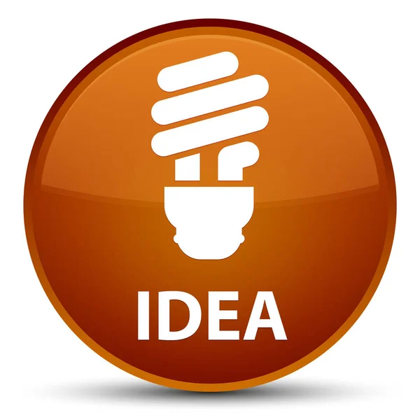 Idea (icona lampadina) speciale pulsante rotondo marrone — Foto Stock