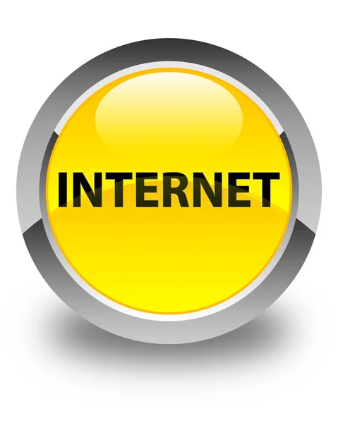 Internet brillante botón redondo amarillo — Foto de Stock
