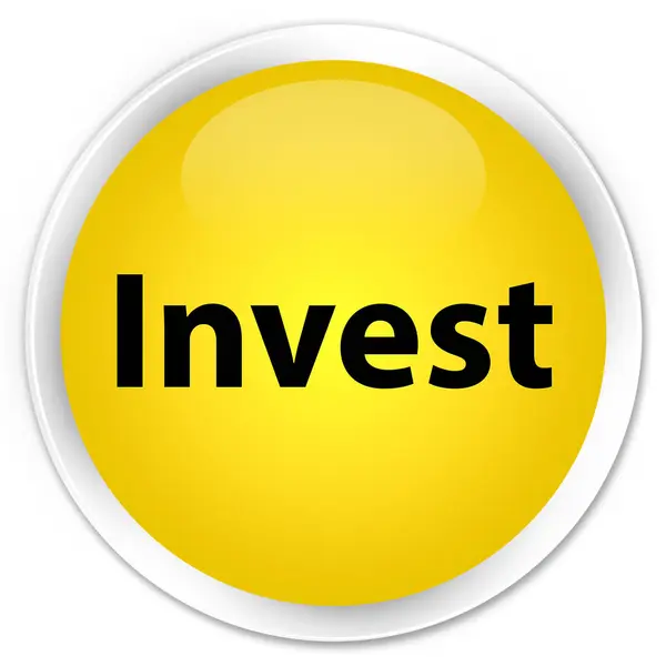 Кнопка Invest premium yellow round — стоковое фото