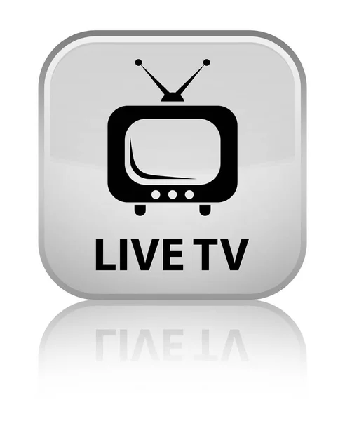 Live tv special white square button — Stock Photo, Image