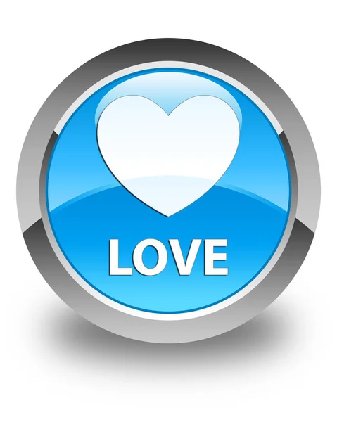 Amor brillante botón redondo azul cian — Foto de Stock