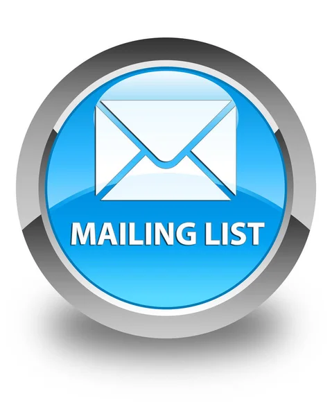 Mailing list blu ciano lucido pulsante rotondo — Foto Stock