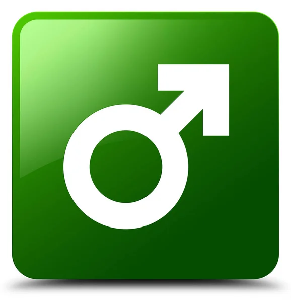 남성 기호 아이콘 녹색 사각형 버튼 — 스톡 사진