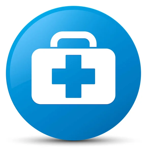 의료 가방 아이콘 시안 블루 라운드 버튼 — 스톡 사진