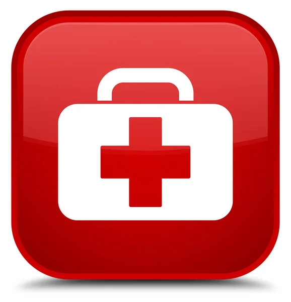 Ιατρική τσάντα ειδικό κόκκινο τετράγωνο κουμπί εικονίδιο — Φωτογραφία Αρχείου