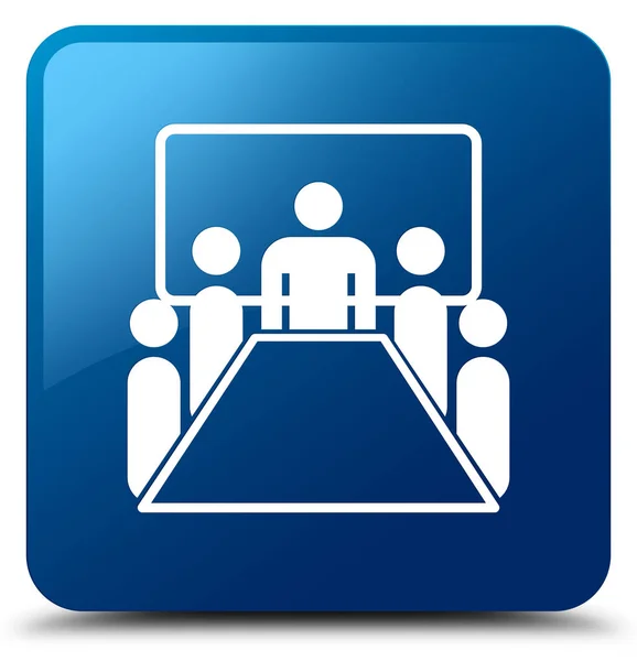 Icono de la sala de reuniones azul botón cuadrado —  Fotos de Stock
