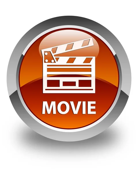 Film (sinema atacı simgesi) parlak kahverengi yuvarlak düğmesi — Stok fotoğraf