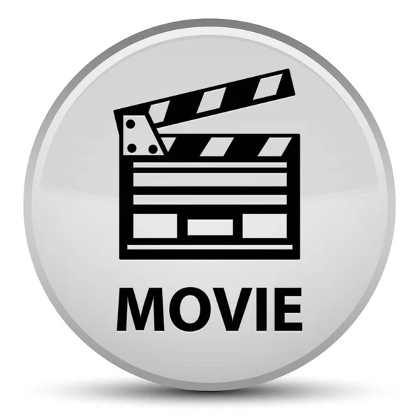 Film (ikona spinacza do kina) specjalny biały okrągły przycisk — Zdjęcie stockowe