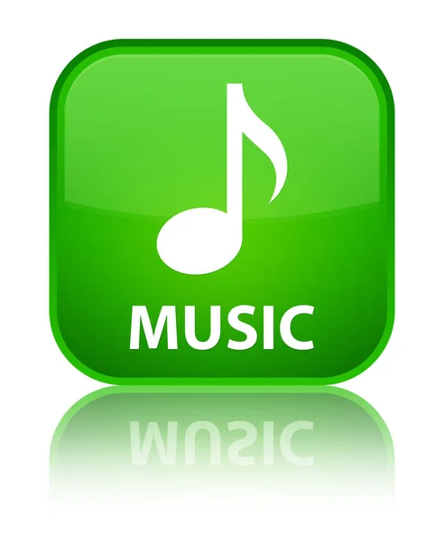 Muzyka specjalne zielony przycisk kwadratowy — Zdjęcie stockowe