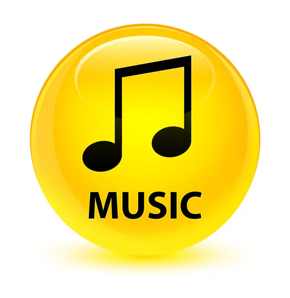 Muzyka (ikona tune) szklisty żółty okrągły przycisk — Zdjęcie stockowe