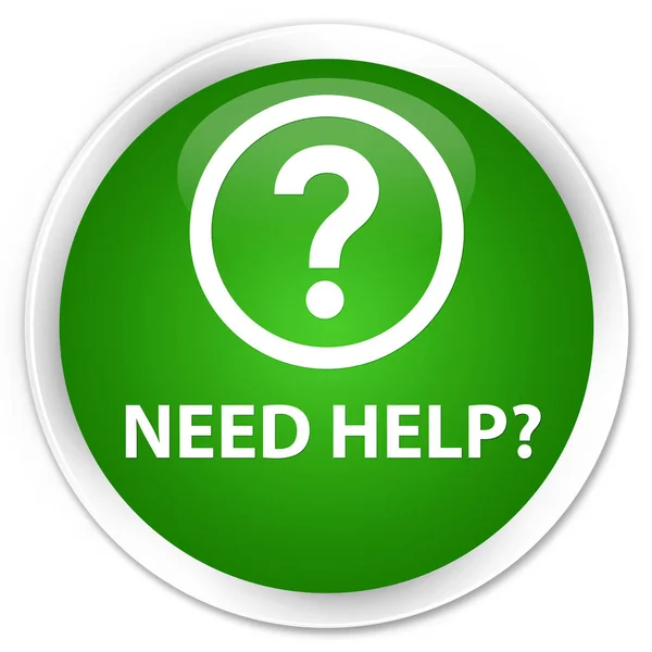 Besoin d'aide (icône de question) bouton rond vert premium — Photo