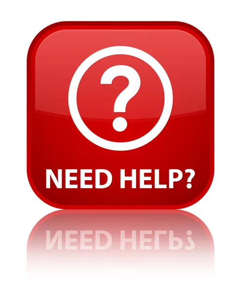 Necesita ayuda (icono de la pregunta) botón cuadrado rojo especial —  Fotos de Stock