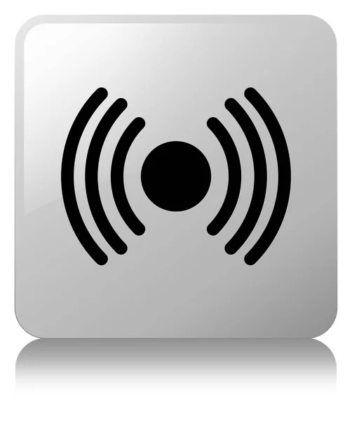 Network signal icon white square button — Stock Photo, Image