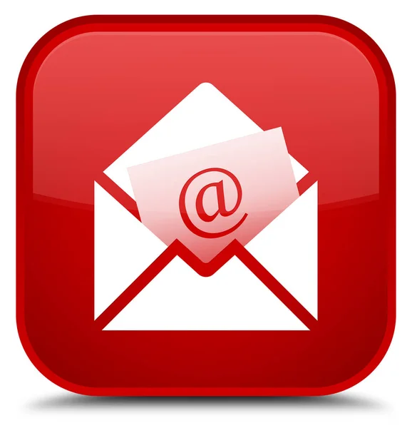 Bülten e-posta kutsal kişilerin resmi özel kırmızı kare düğme — Stok fotoğraf
