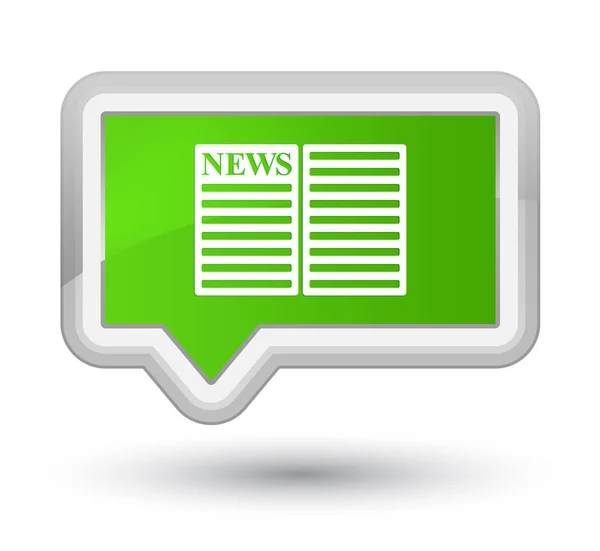 Newspaper icon prime soft green banner button — Stock Photo, Image