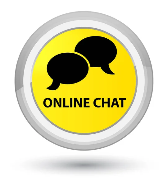 Online chat prime yellow round button — Stock Photo, Image