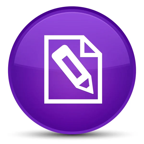 Олівець у піктограмі сторінки спеціальна фіолетова кругла кнопка — стокове фото