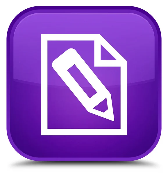 鉛筆のページ アイコン特別な紫色の正方形ボタン — ストック写真