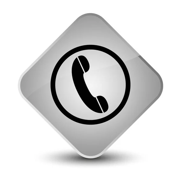 Phone icon elegant white diamond button — Stock Photo, Image
