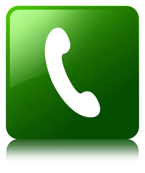 Čtvercové tlačítko telefonu ikonu zelené — Stock fotografie