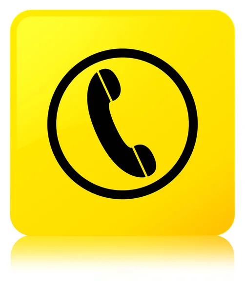 Čtvercové tlačítko telefonu ikonu žlutý — Stock fotografie