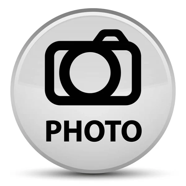 Foto (icona della fotocamera) speciale pulsante rotondo bianco — Foto Stock