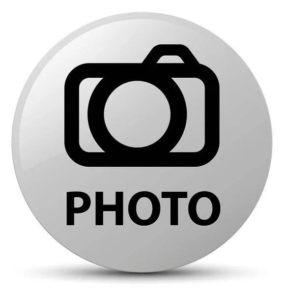Foto (icono de la cámara) botón redondo blanco — Foto de Stock