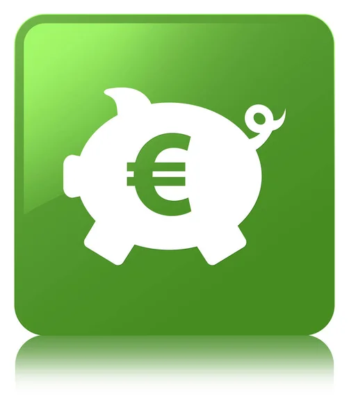 Знак евро хрюшки значок мягкий зеленый квадрат кнопки — стоковое фото