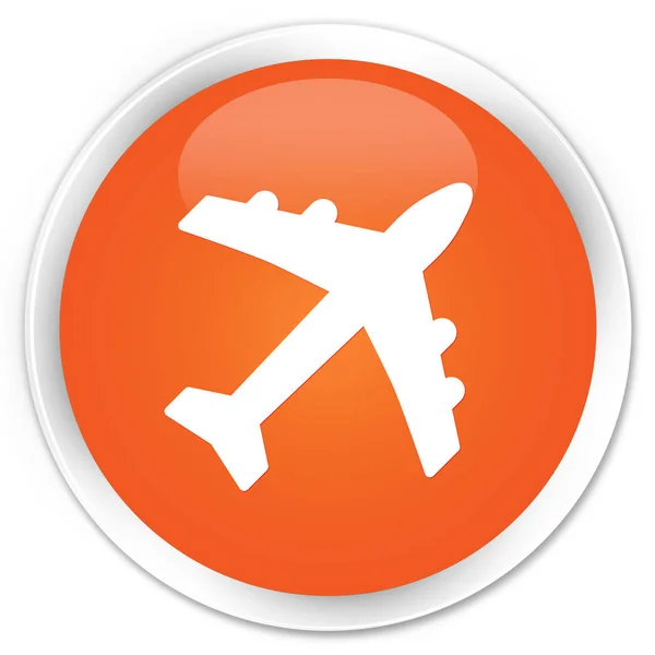 Αεροπλάνο εικονίδιο premium πορτοκαλί στρογγυλό κουμπί — Φωτογραφία Αρχείου
