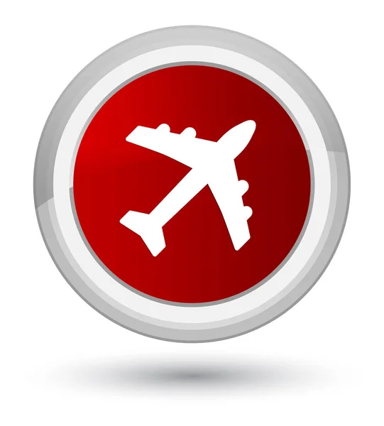 飛行機アイコン プライム赤い丸いボタン — ストック写真