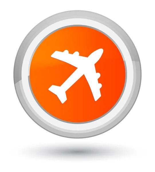 飛行機アイコン プライム オレンジ丸ボタン — ストック写真