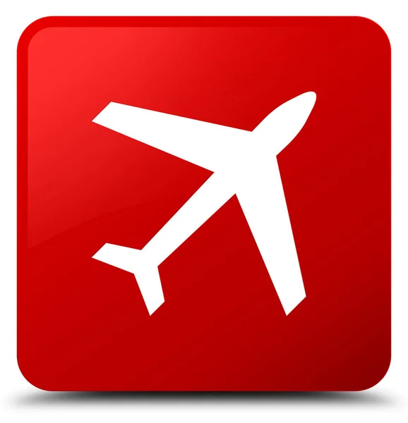 飛行機アイコンの赤い四角ボタン — ストック写真