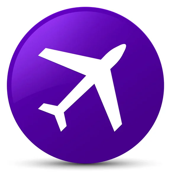Icône avion bouton rond violet — Photo
