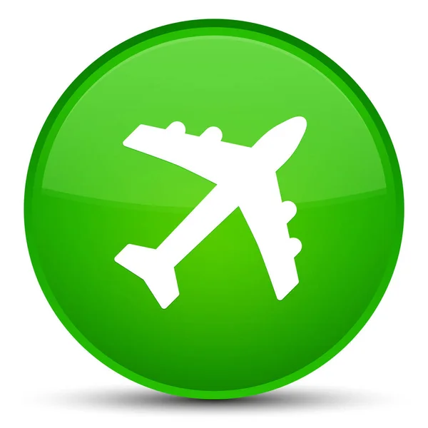 Flugzeug Symbol spezielle grüne runde Taste — Stockfoto