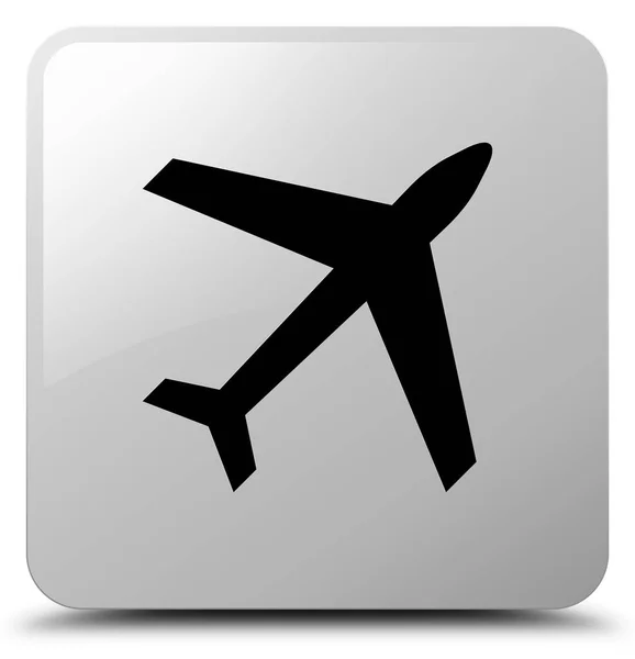 Icona aereo pulsante quadrato bianco — Foto Stock