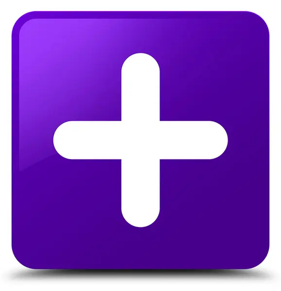 Ditambah tombol persegi ungu ikon — Stok Foto