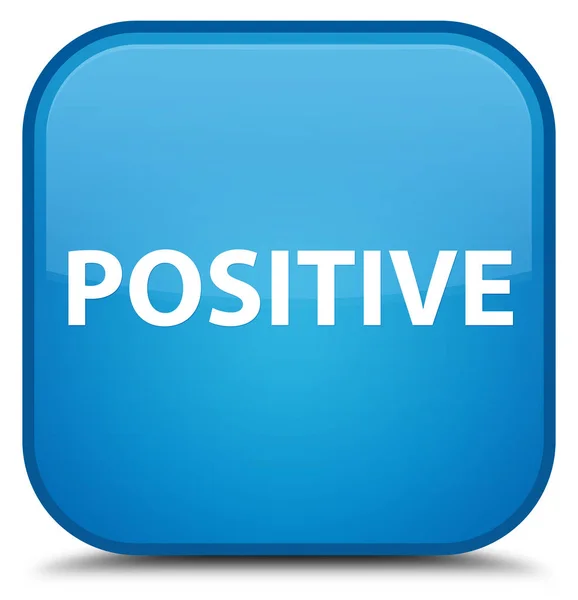 Positive spezielle cyanblaue quadratische Taste — Stockfoto