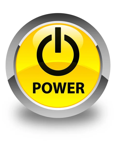 Power glossy yellow round button — Stock Photo, Image