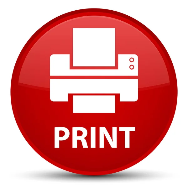 打印 (打印机图标) 特殊的红色圆形按钮 — 图库照片