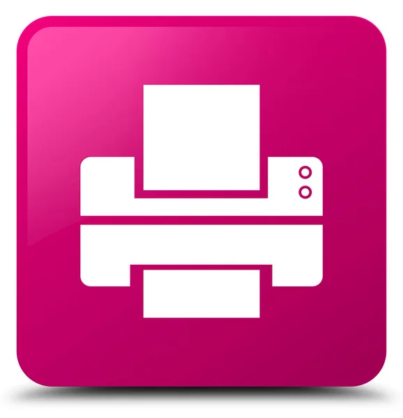 Druckersymbol rosa quadratischer Knopf — Stockfoto