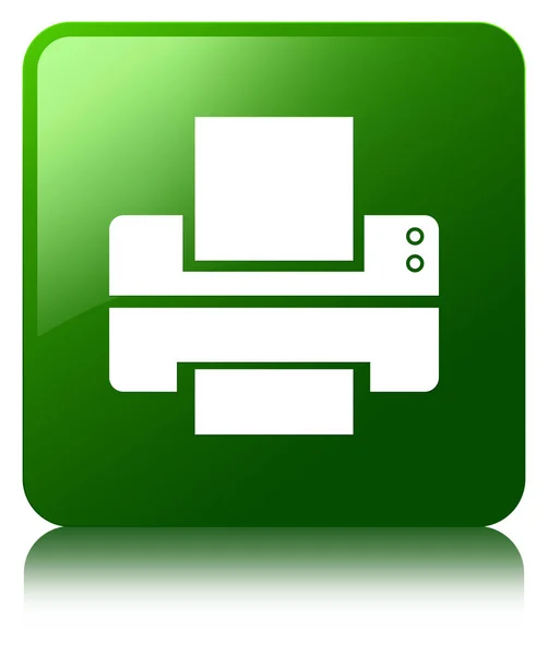 Printer icon green square button — Stock Photo, Image