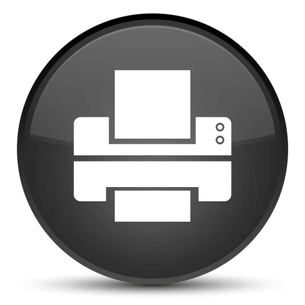 Printer icon special black round button — Stock Photo, Image