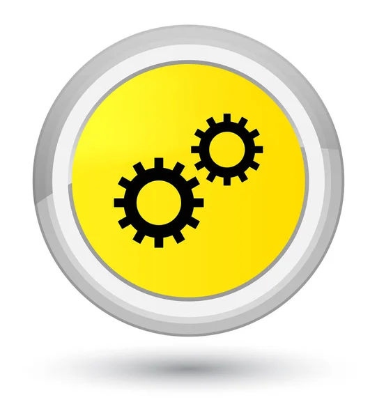 Processo icona giallo primo pulsante rotondo — Foto Stock