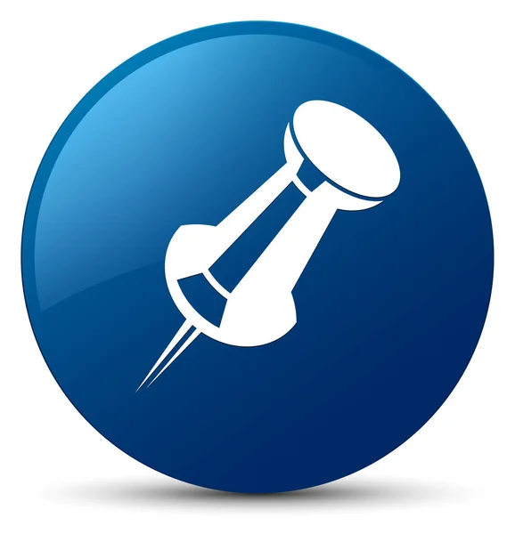 Push pin icon blue round button — Stock Photo, Image