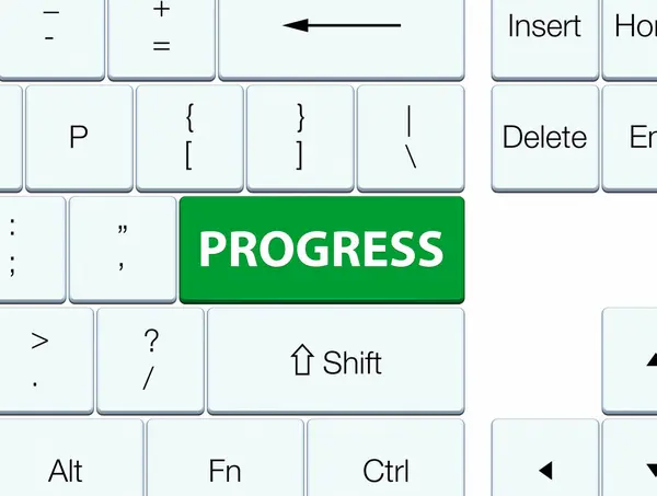 Tlačítko zelené klávesnice pokrok — Stock fotografie