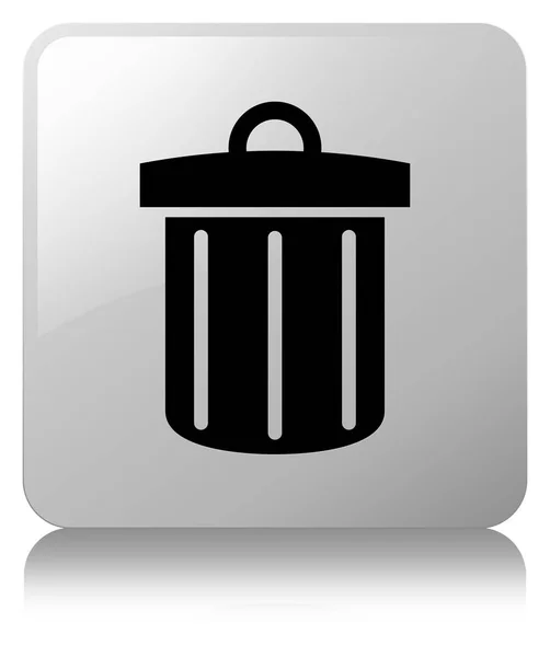 Lixeira ícone branco botão quadrado — Fotografia de Stock